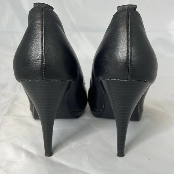 ALDO Black Genuine Leather Platform Pumps Shoes Heels Round Toe 8.5 - Picture 9 of 14